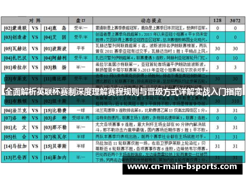 全面解析英联杯赛制深度理解赛程规则与晋级方式详解实战入门指南